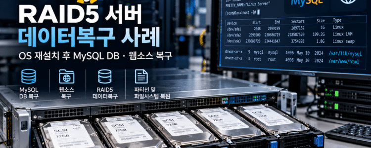 Linux RAID5 서버 OS 재설치 후 MySQL DB 및 웹소스 복구