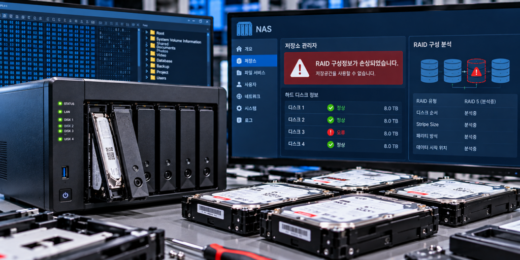 NAS RAID 구성정보 손상 데이터복구