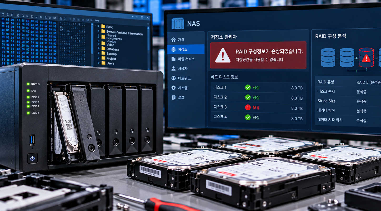 NAS RAID 구성정보 손상 데이터복구