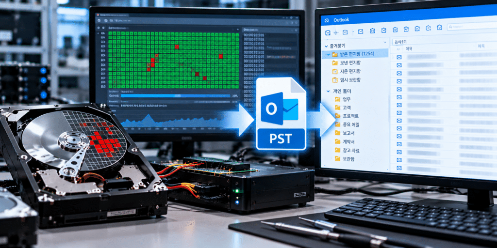 배드섹터 HDD에서 Outlook 메일 복구