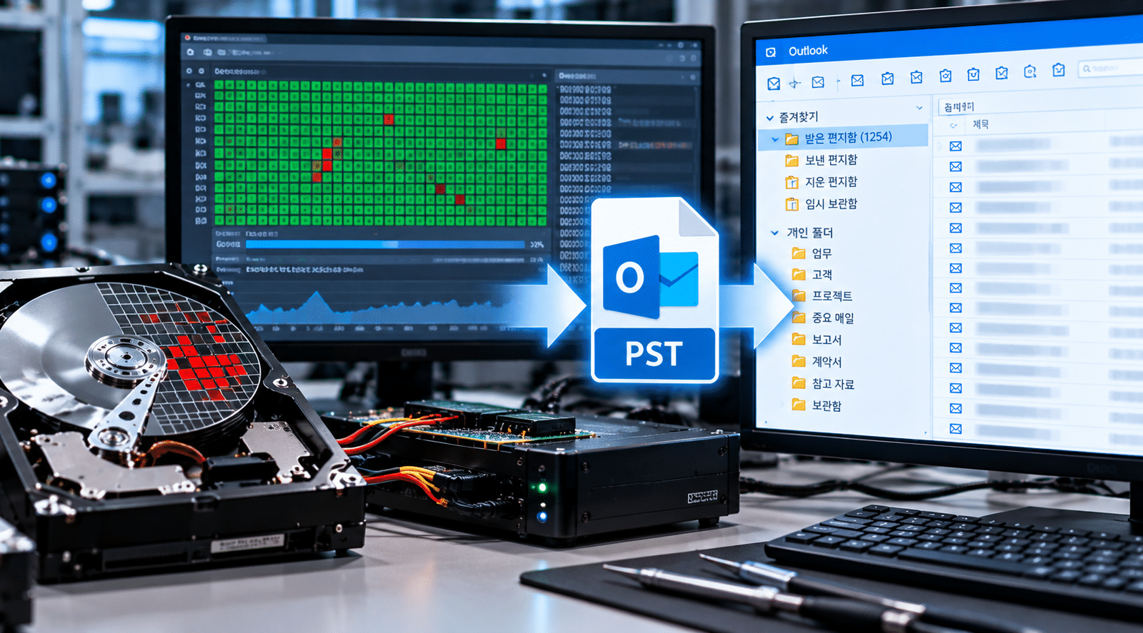 배드섹터 HDD에서 Outlook 메일 복구