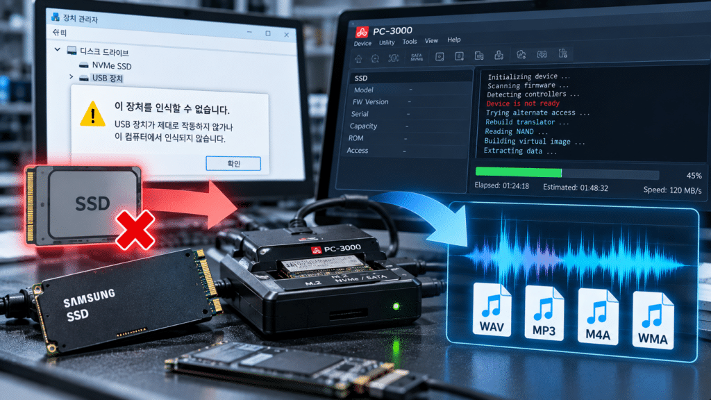 인식되지 않는 SSD에서 녹음파일 복구