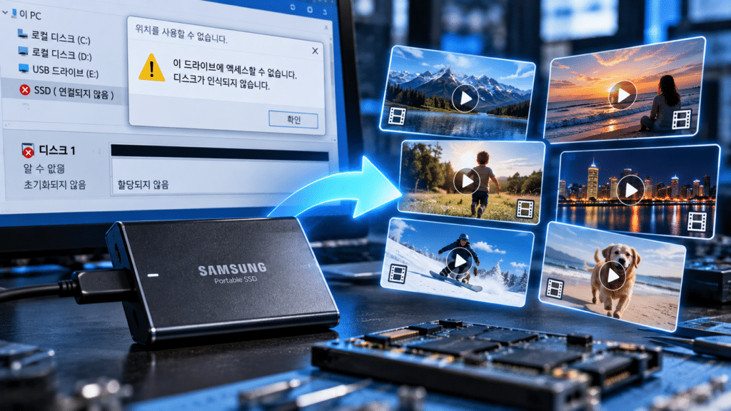 인식되지 않는 SSD에서 동영상 데이터 복구