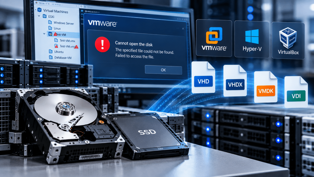 서버에 저장되어 있던 가상머신이 갑자기 부팅되지 않고 VMware 환경에서도 가상디스크에 접근할 수 없는 문제가 발생했습니다.