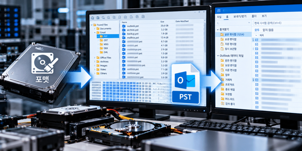 포맷 후 삭제된 Outlook PST 복구