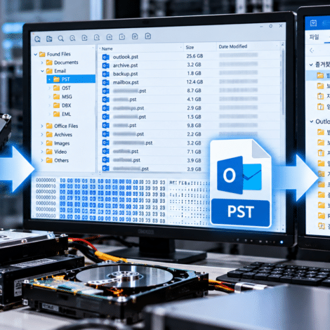 포맷 후 삭제된 Outlook PST 복구